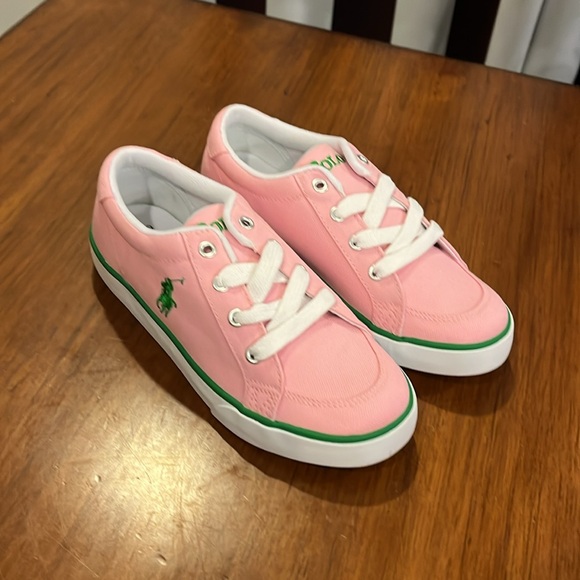 Polo Ralph Lauren Brisbane Shoes Sneakers pink Girls Grade School Size 6 Youth - Picture 2 of 11